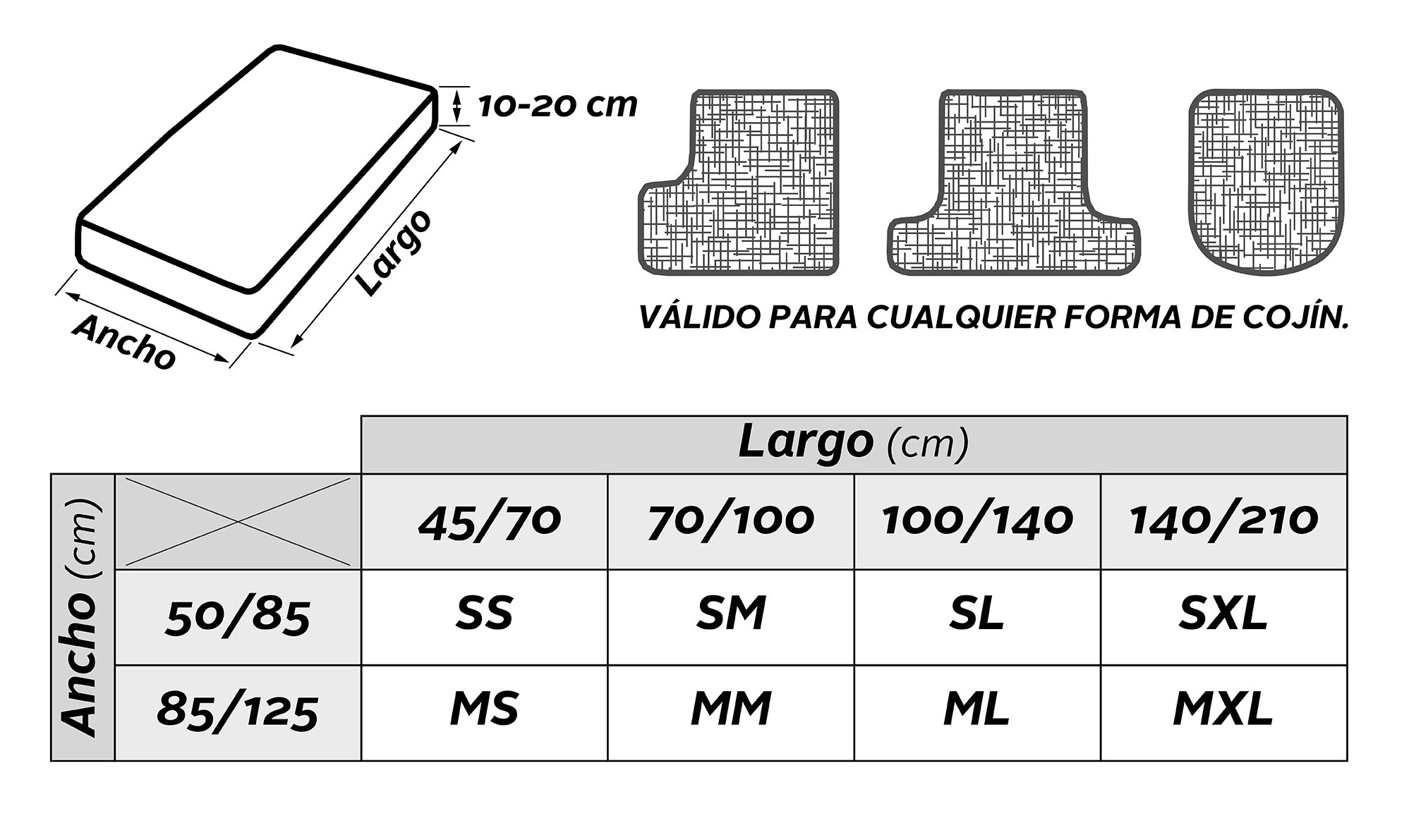 Medidas funda sofa asiento y respaldo DENIA